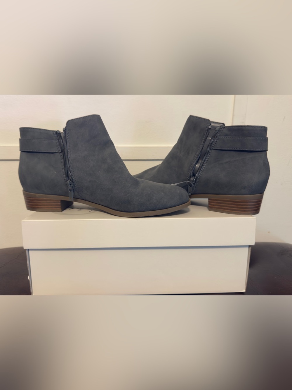 St. John's Bay Gray Suede-Look Side-Zip Ankle Booties